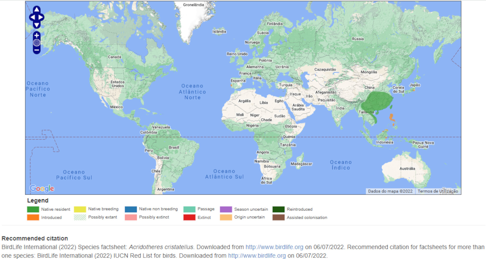Mapa de Distribuição Mundial