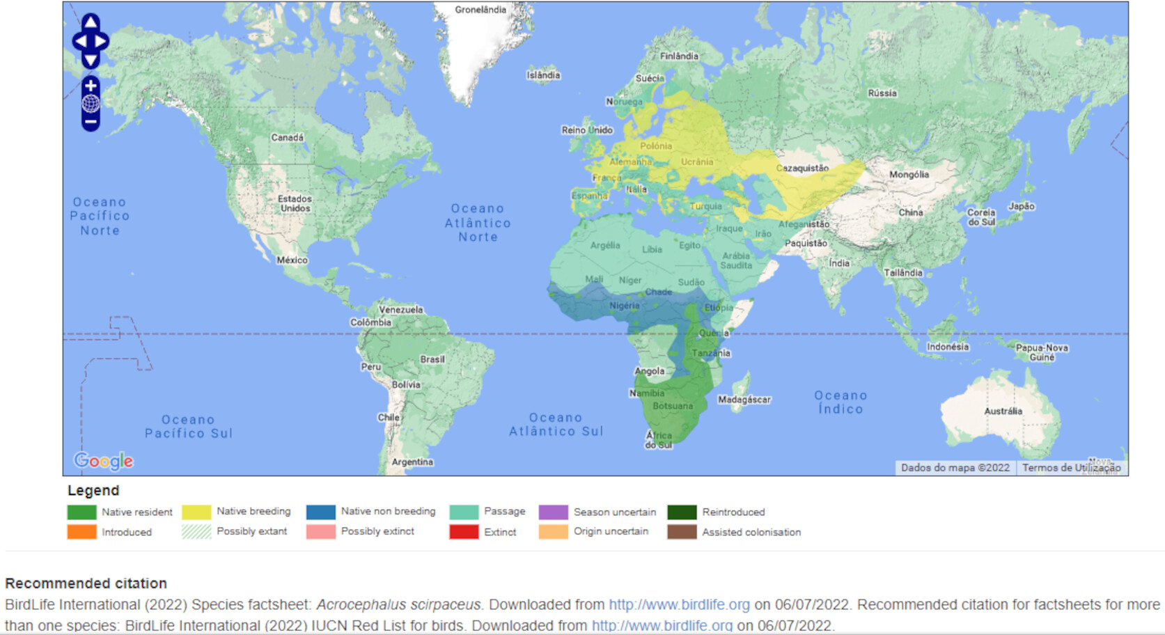 Mapa de Distribuição Mundial