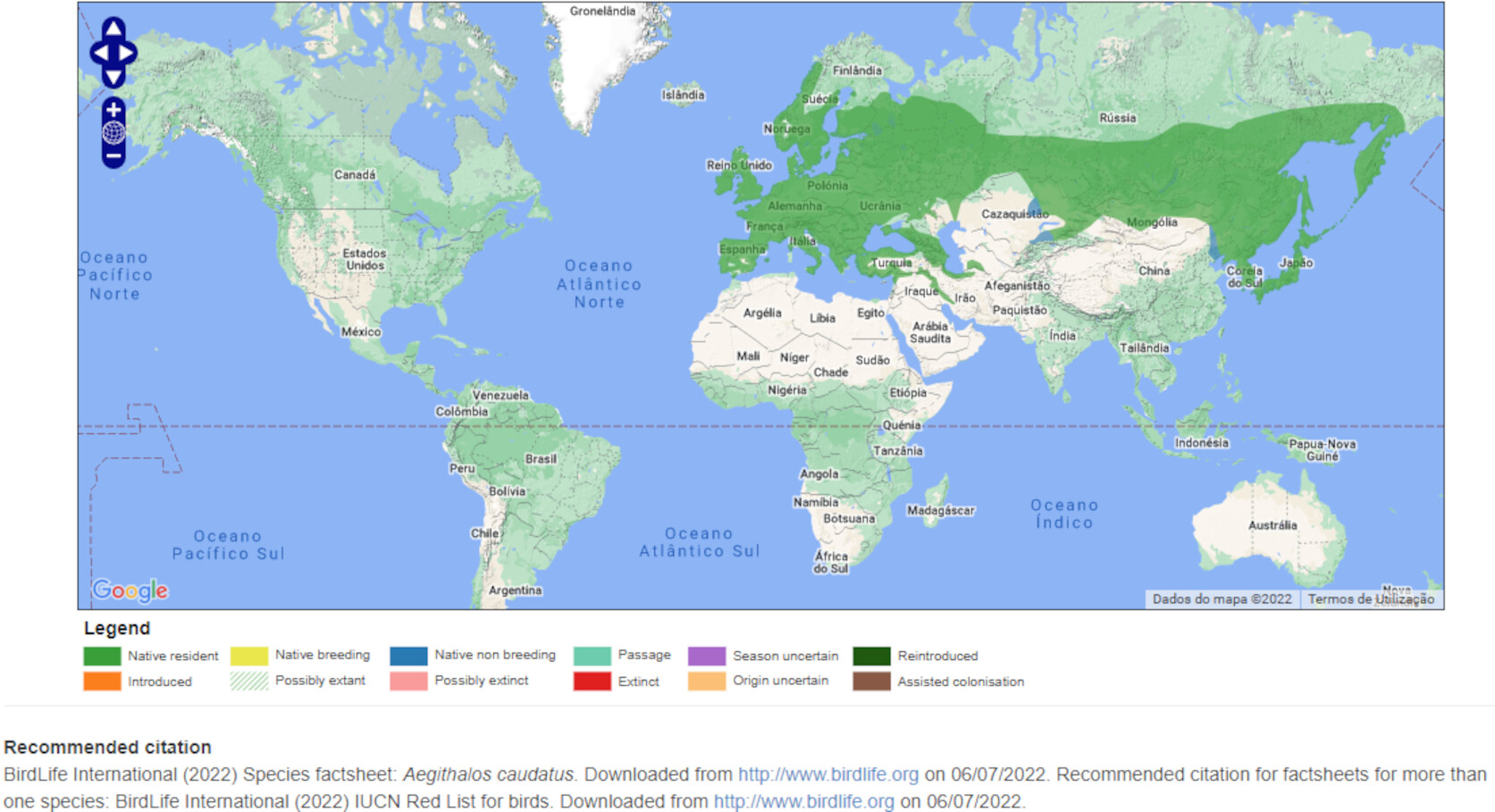 Mapa de Distribuição Mundial