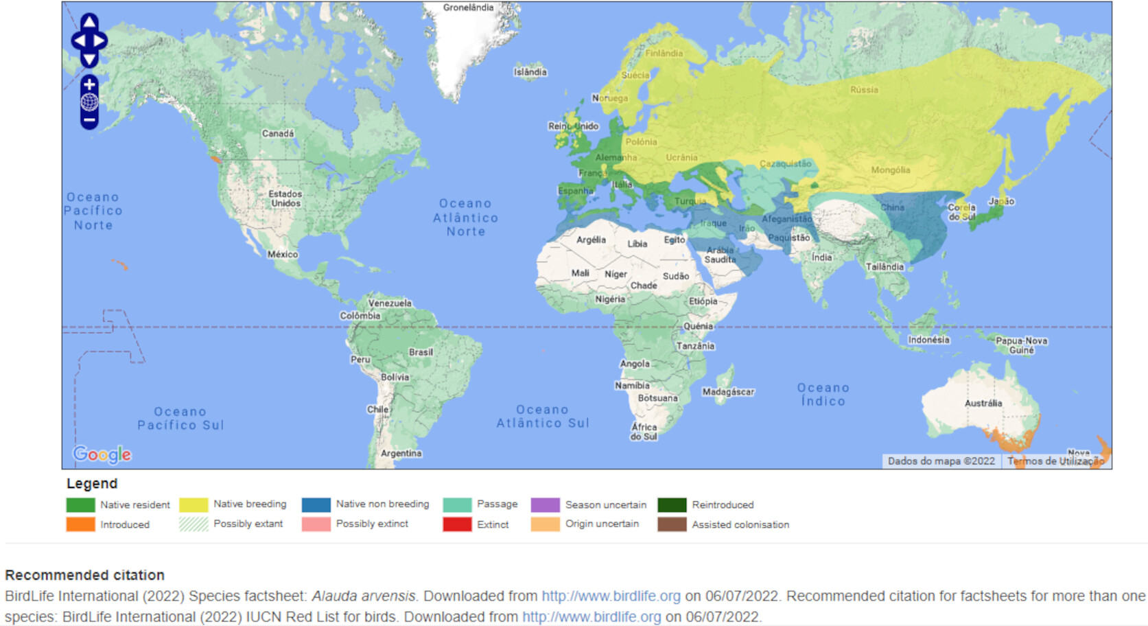 Mapa de Distribuição Mundial