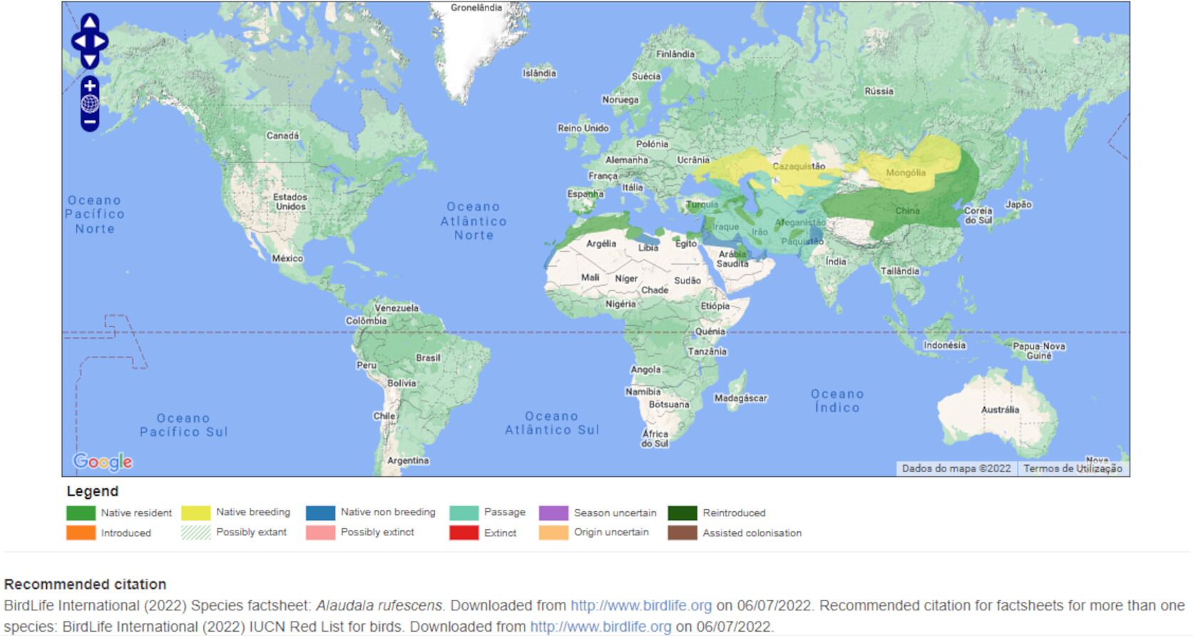 Mapa de Distribuição Mundial