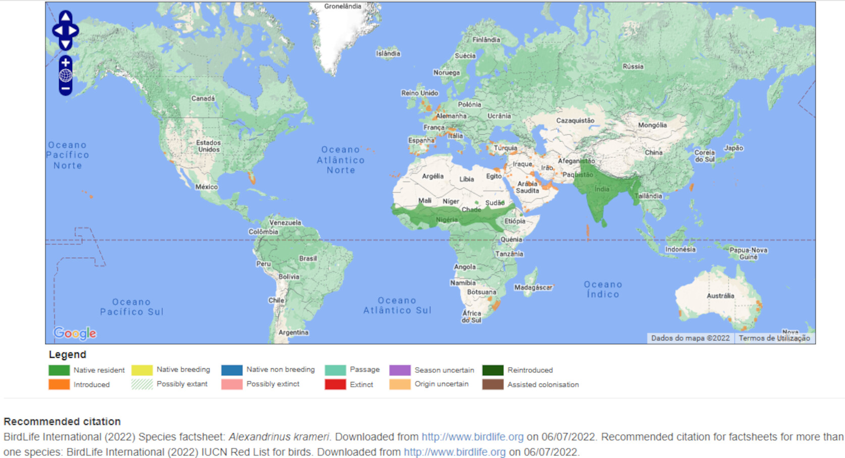 Mapa de Distribuição Mundial