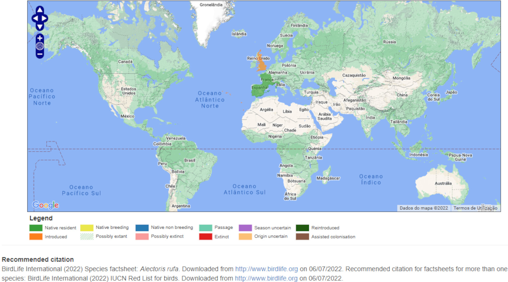 Mapa de Distribuição Mundial