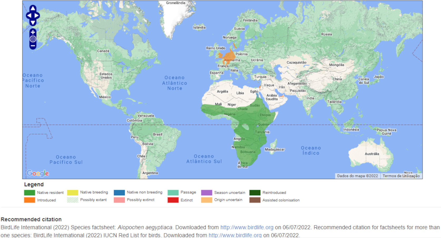 Mapa de Distribuição Mundial