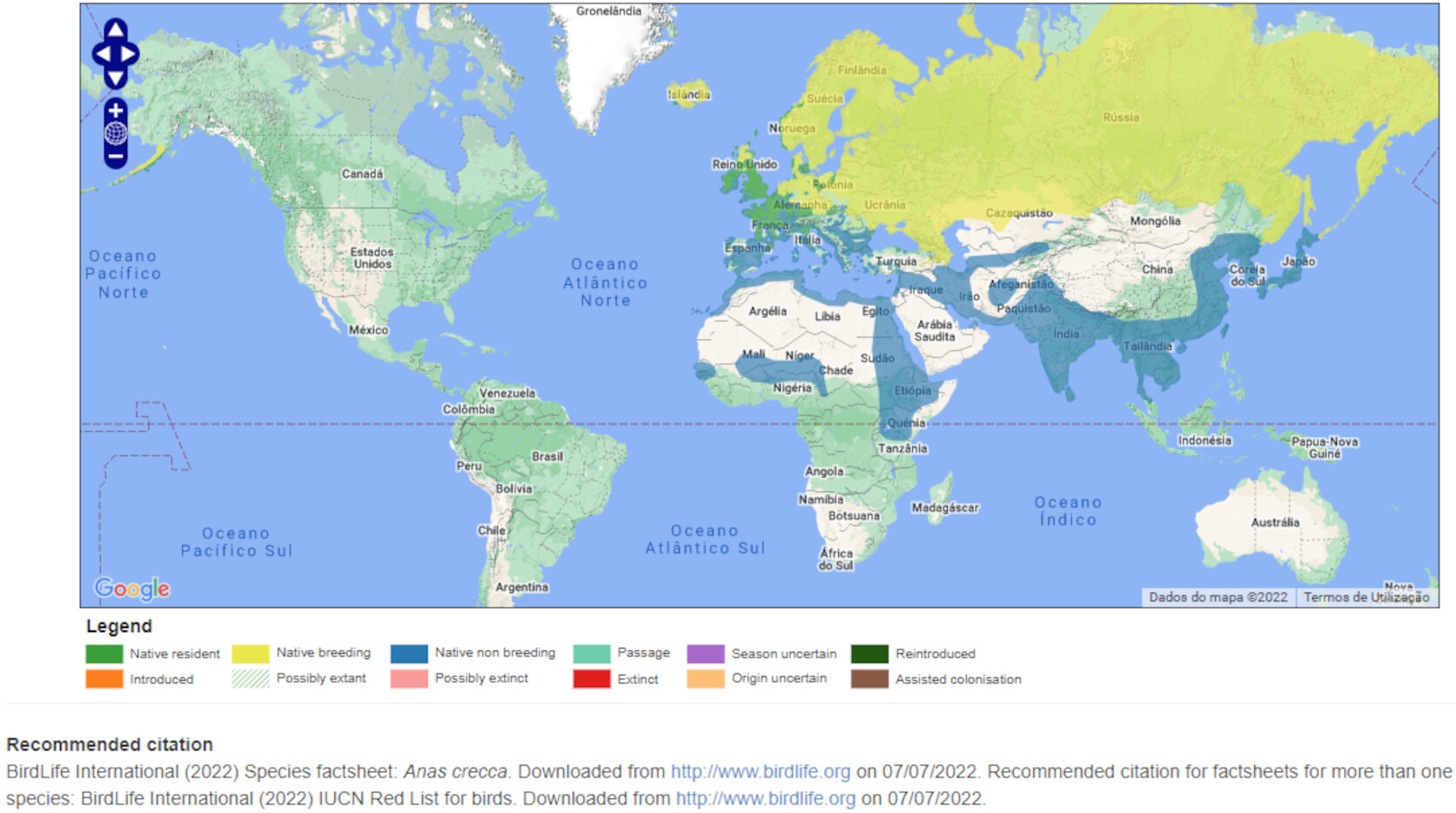 Mapa de Distribuição Mundial
