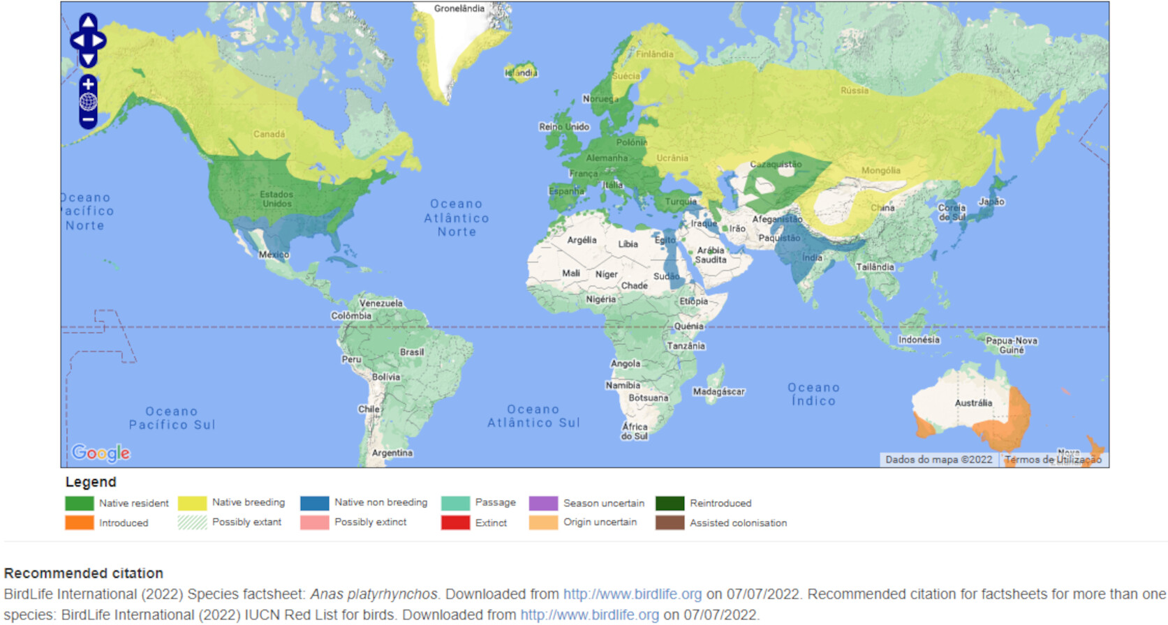 Mapa de Distribuição Mundial