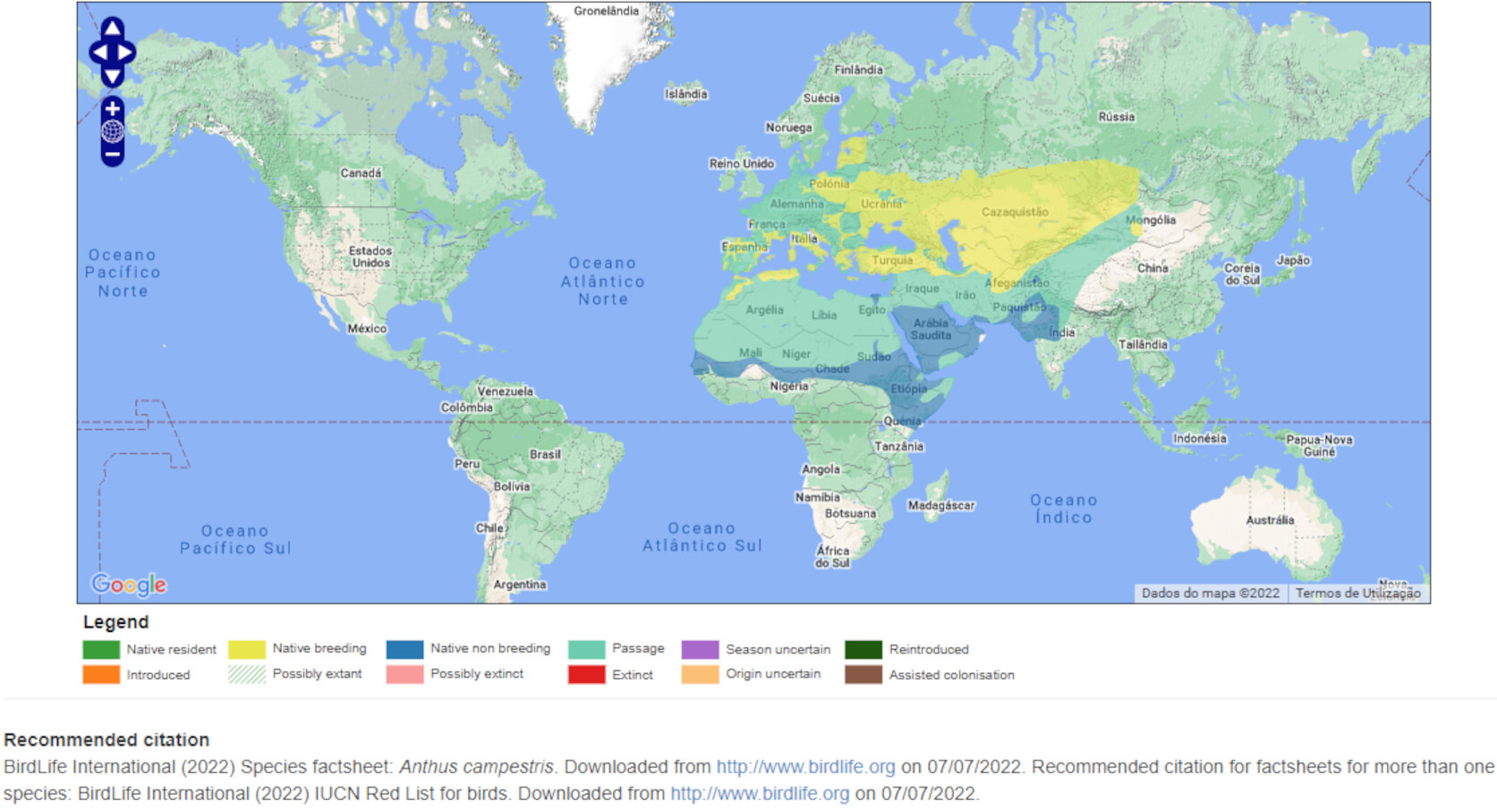 Mapa de Distribuição Mundial