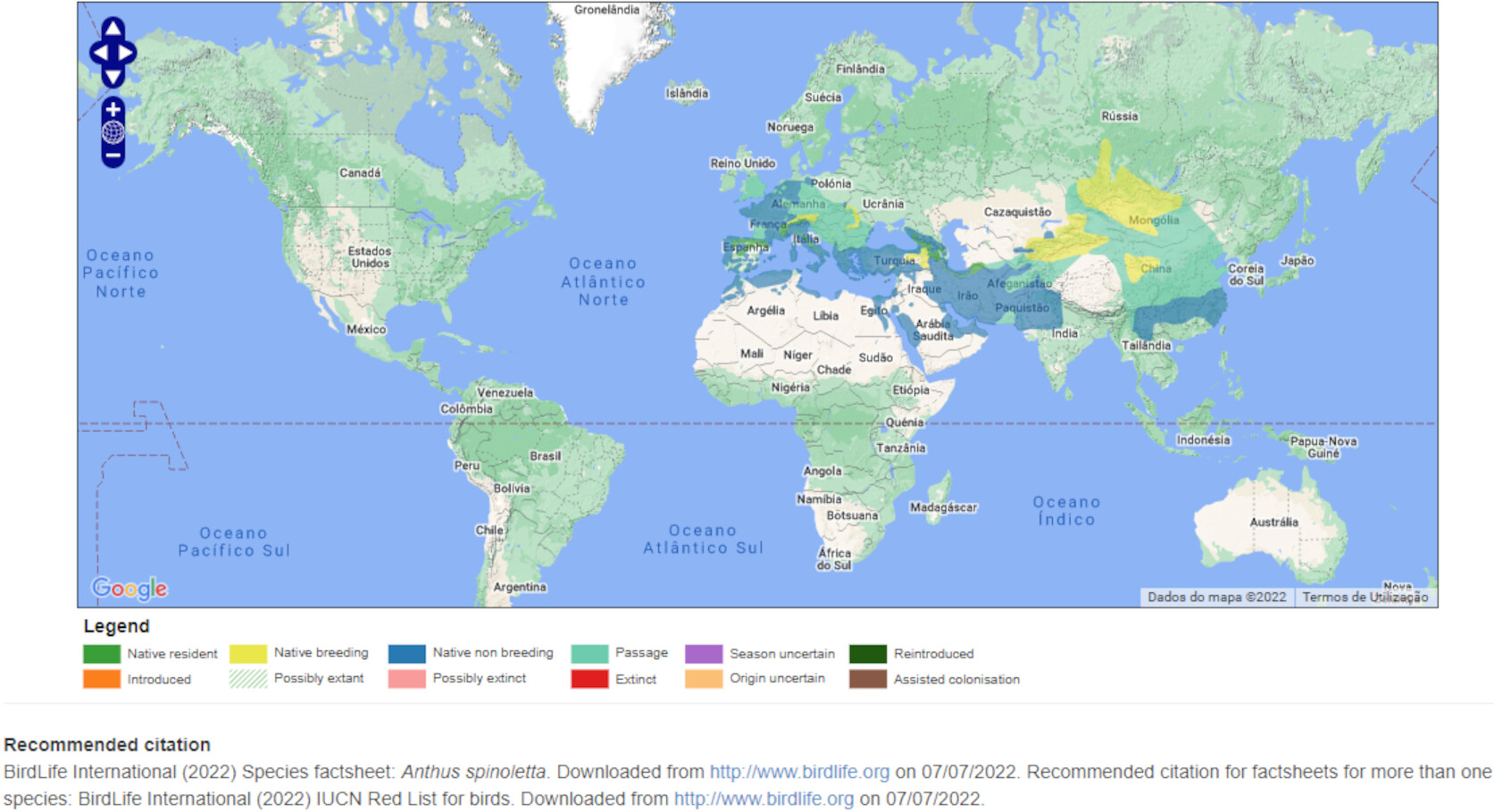 Mapa de Distribuição Mundial