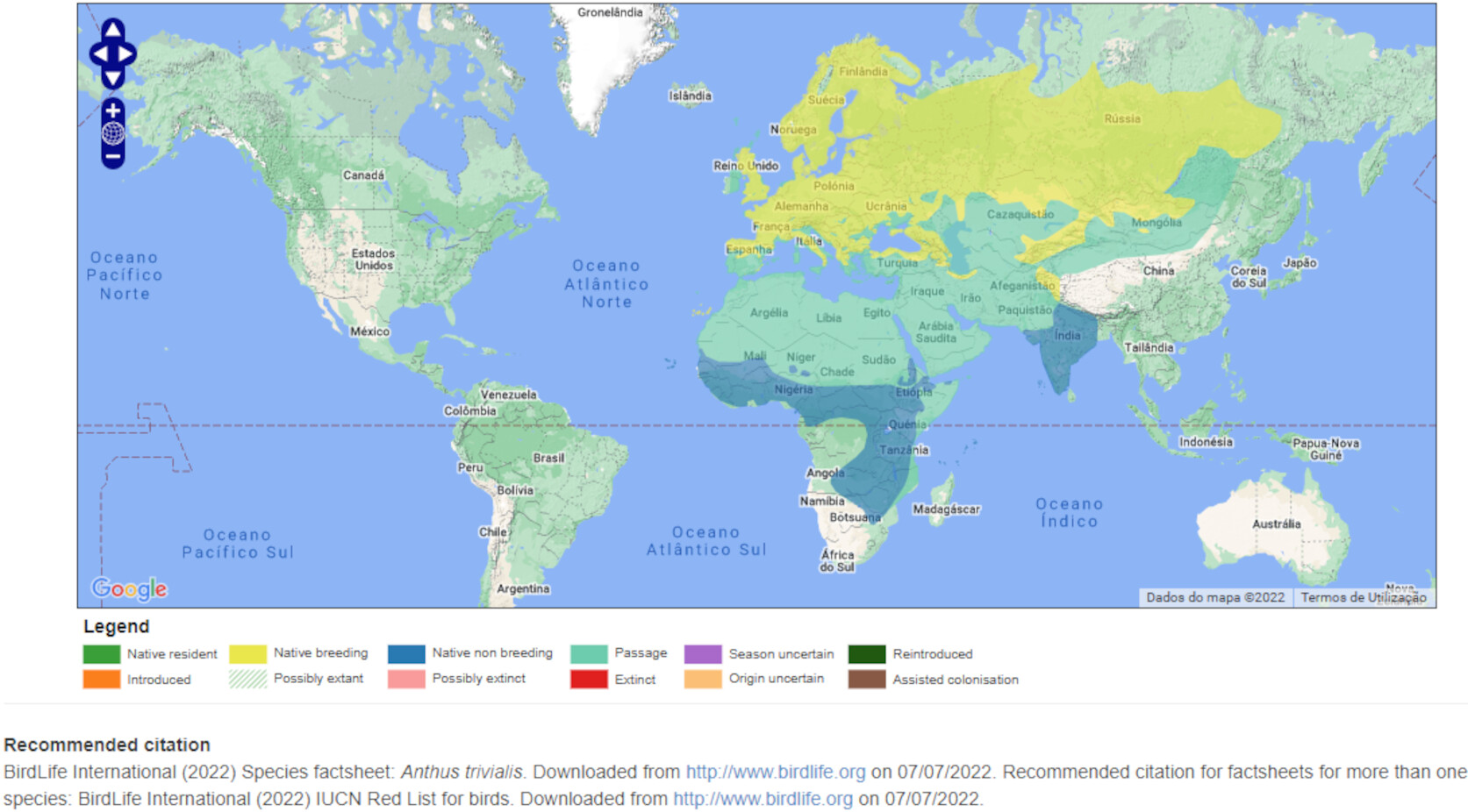 Mapa de Distribuição Mundial