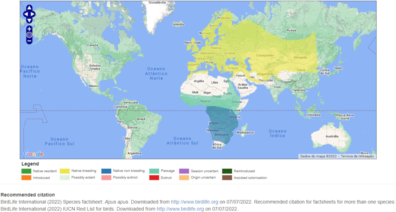 Mapa de Distribuição Mundial