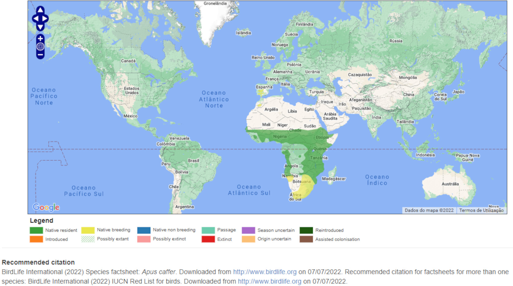 Mapa de Distribuição Mundial