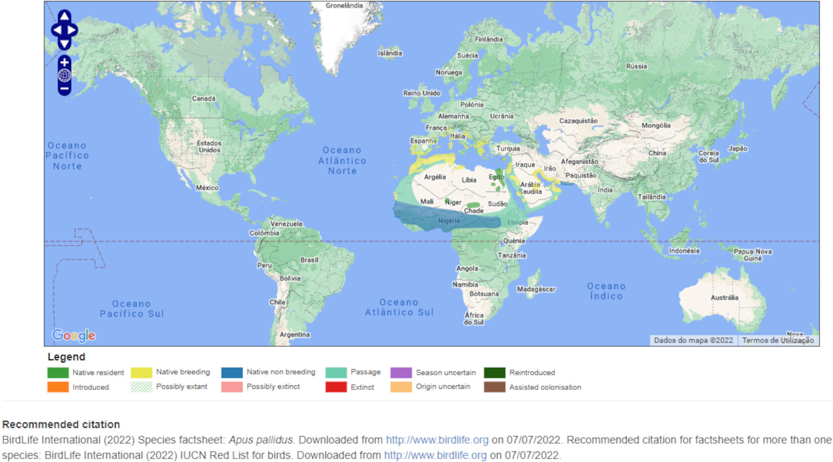 Mapa de Distribuição Mundial