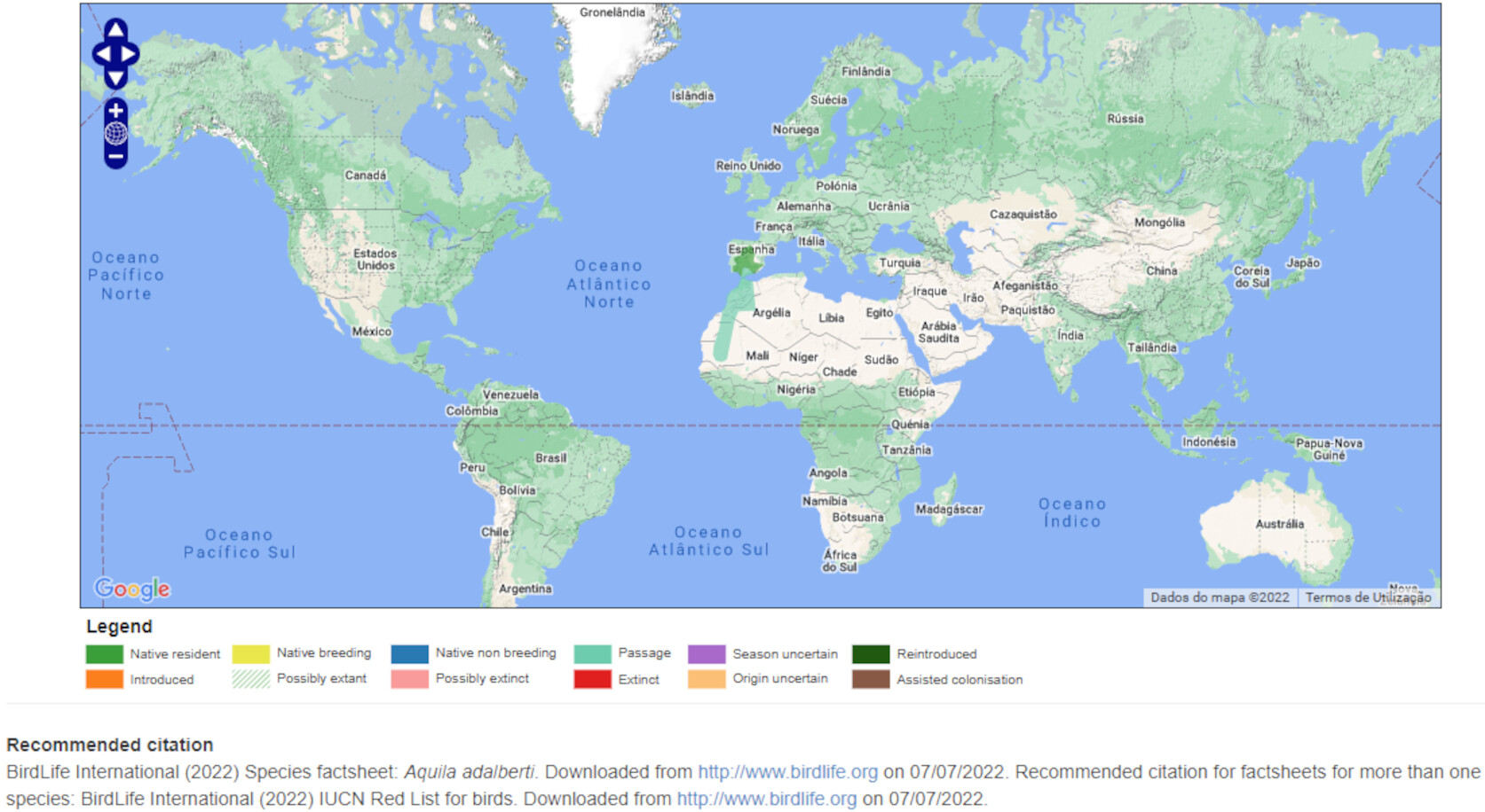 Mapa de Distribuição Mundial