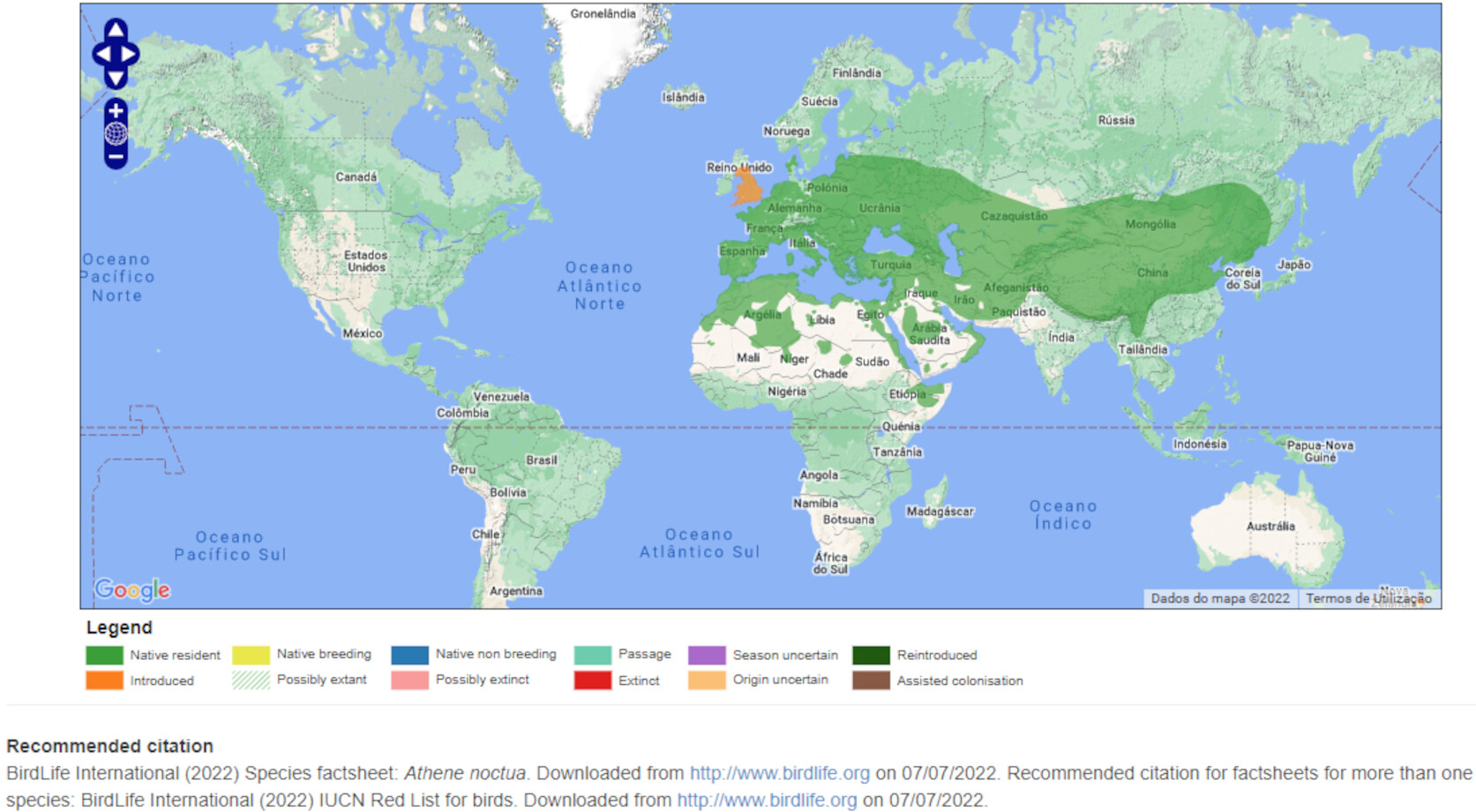 Mapa de Distribuição Mundial