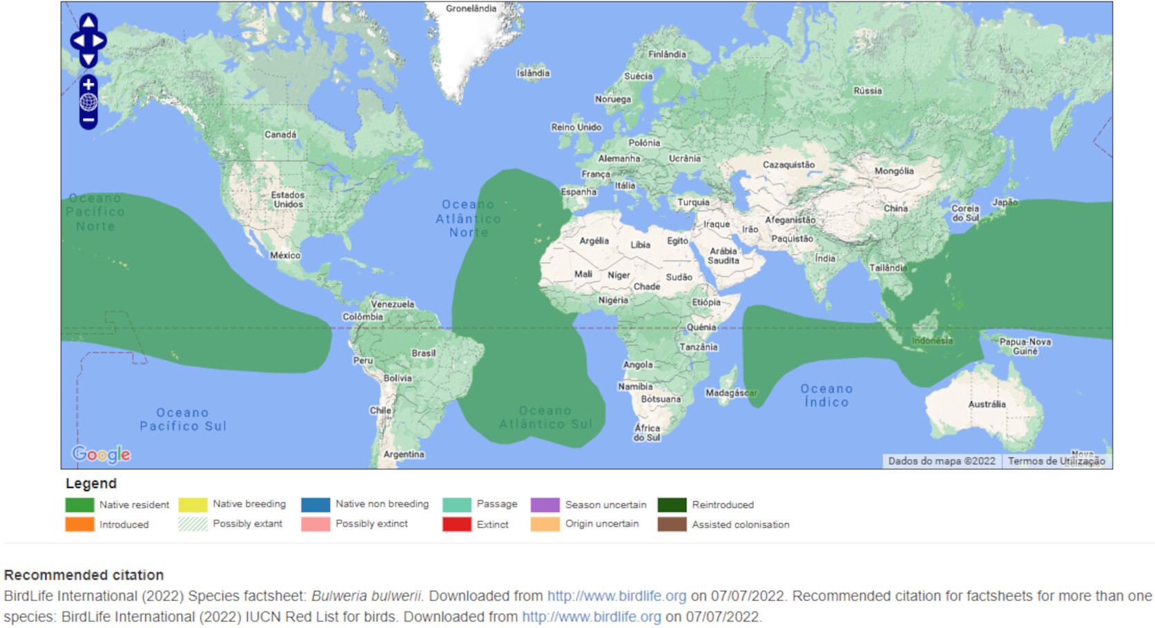 Mapa de Distribuição Mundial