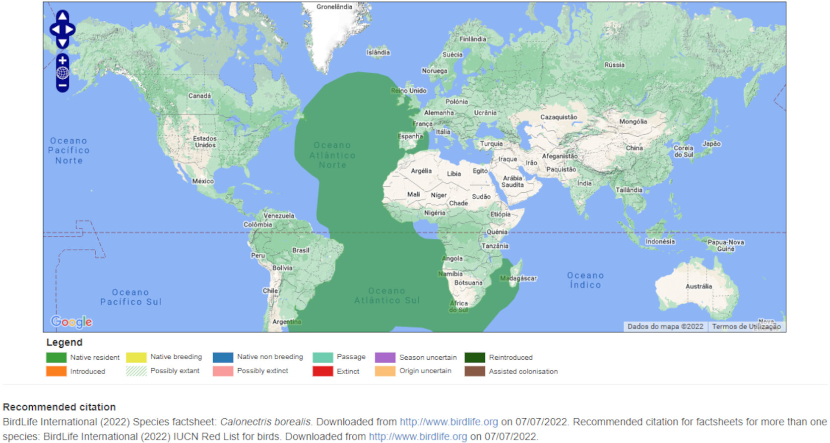 Mapa de Distribuição Mundial