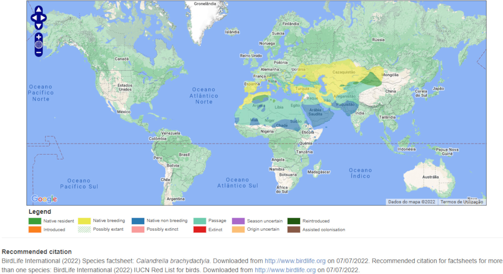 Mapa de Distribuição Mundial