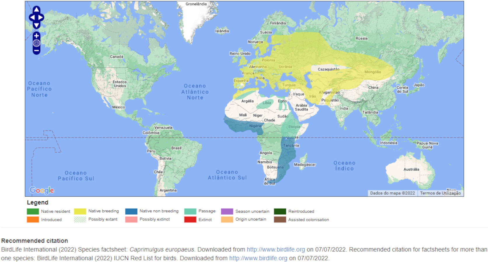 Mapa de Distribuição Mundial