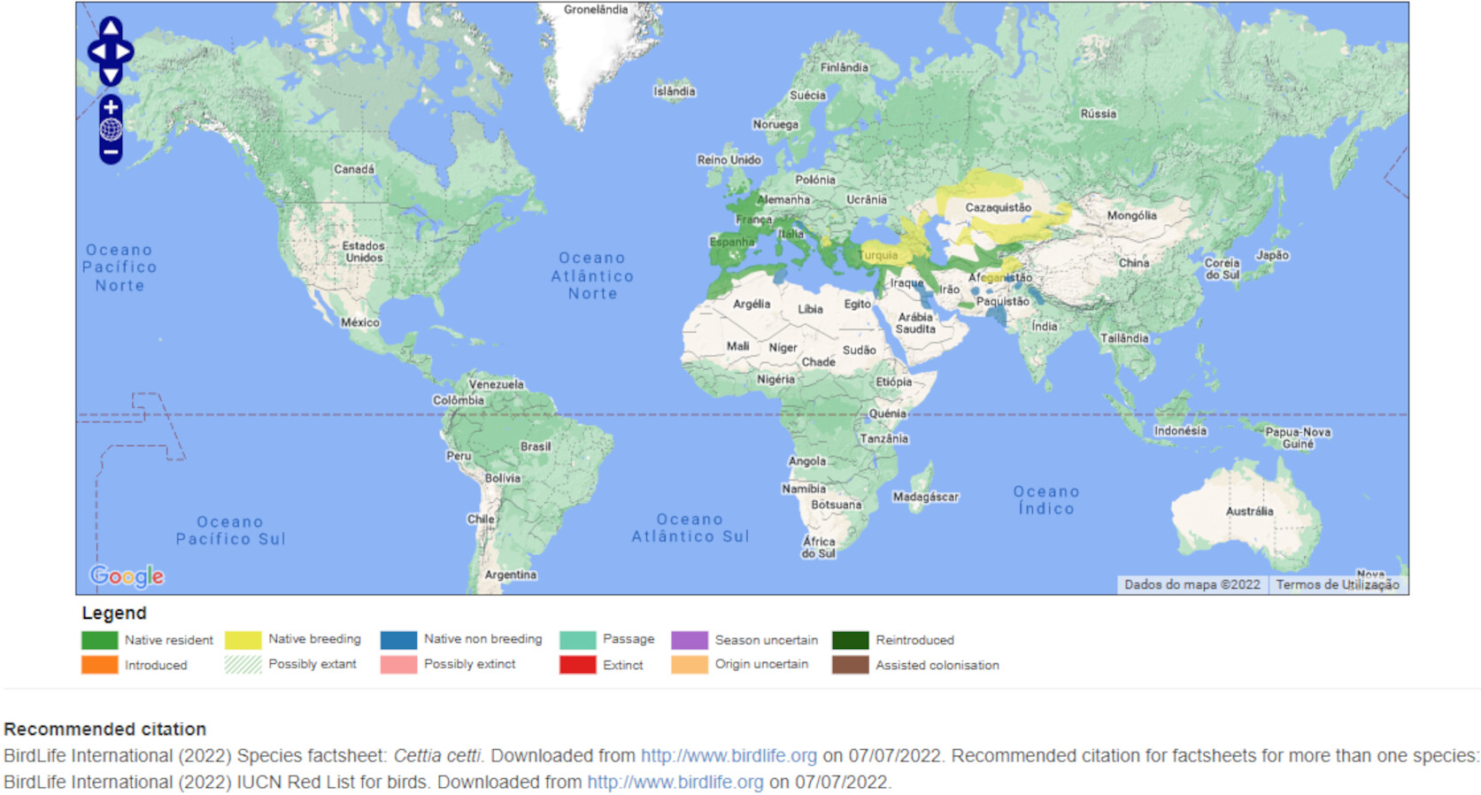 Mapa de Distribuição Mundial