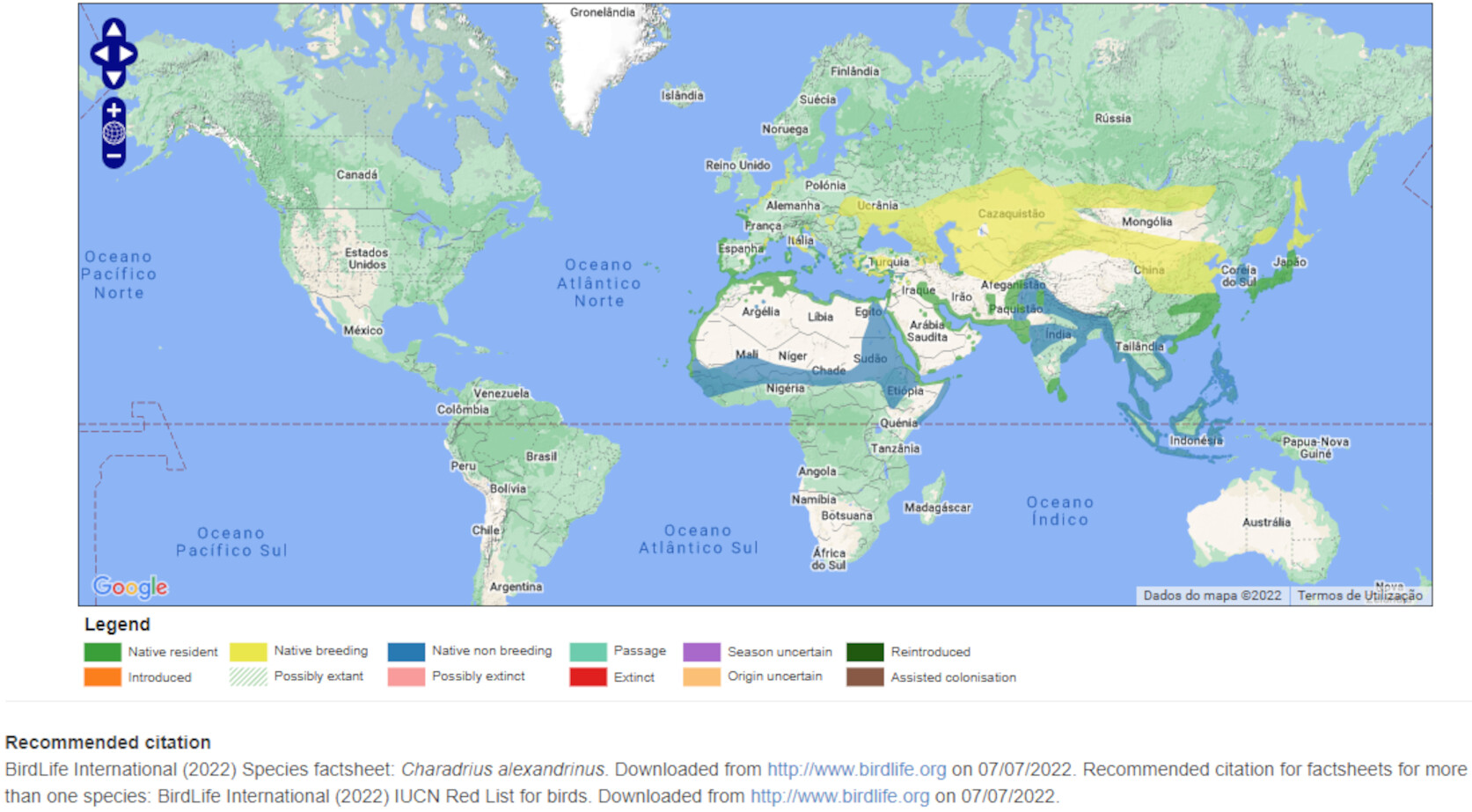 Mapa de Distribuição Mundial