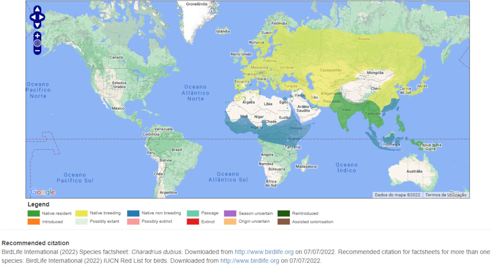 Mapa de Distribuição Mundial