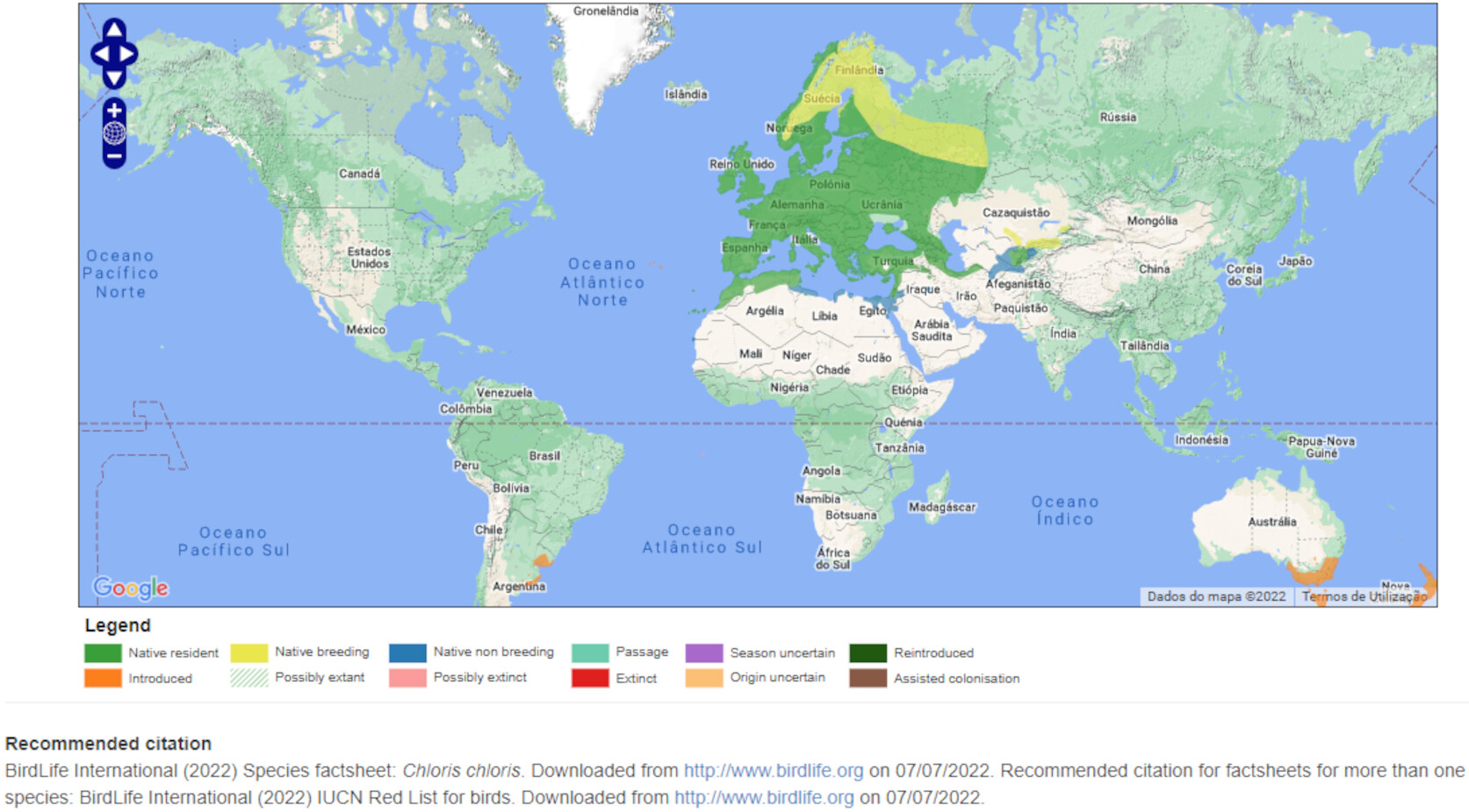 Mapa de Distribuição Mundial