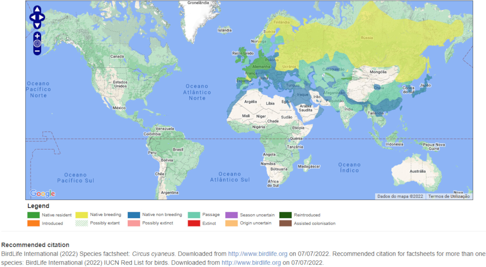 Mapa de Distribuição Mundial