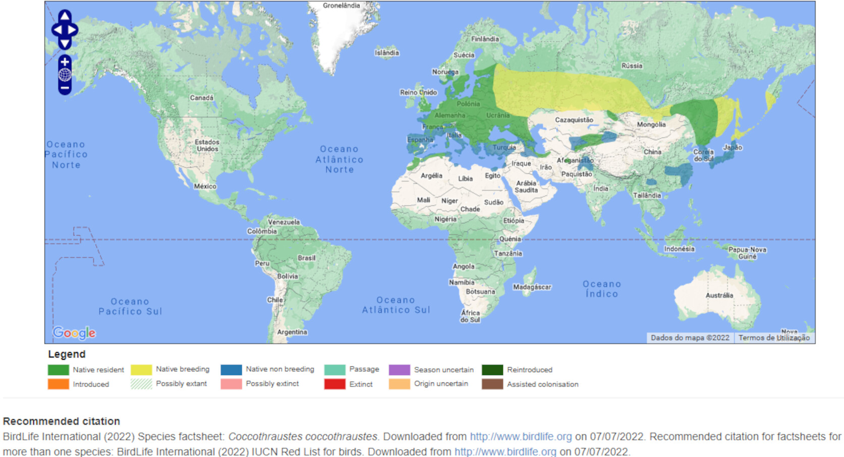 Mapa de Distribuição Mundial