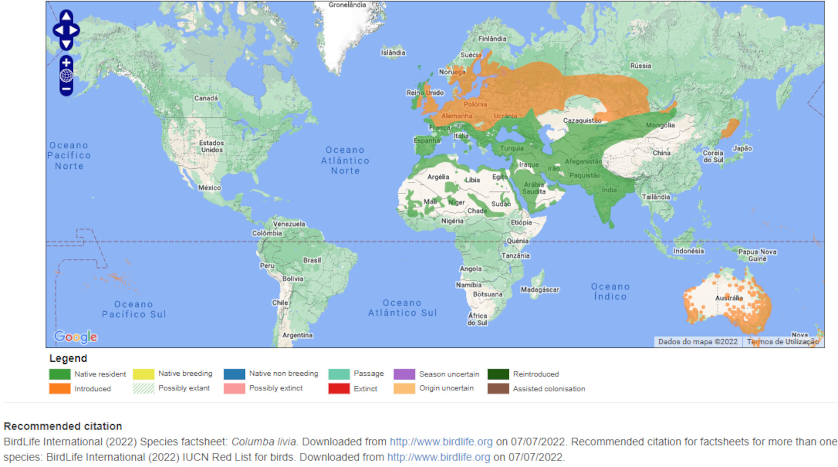 Mapa de Distribuição Mundial