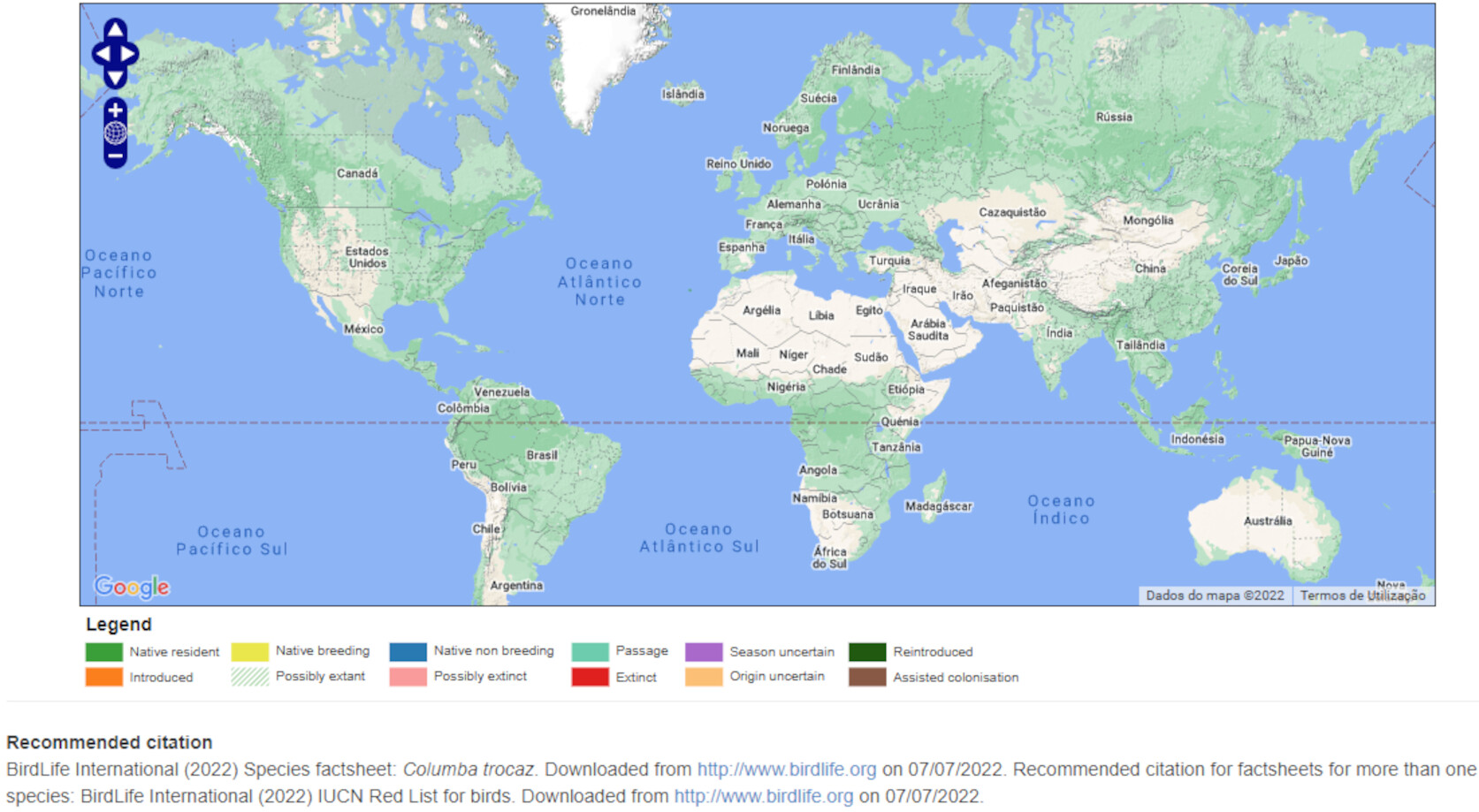 Mapa de Distribuição Mundial