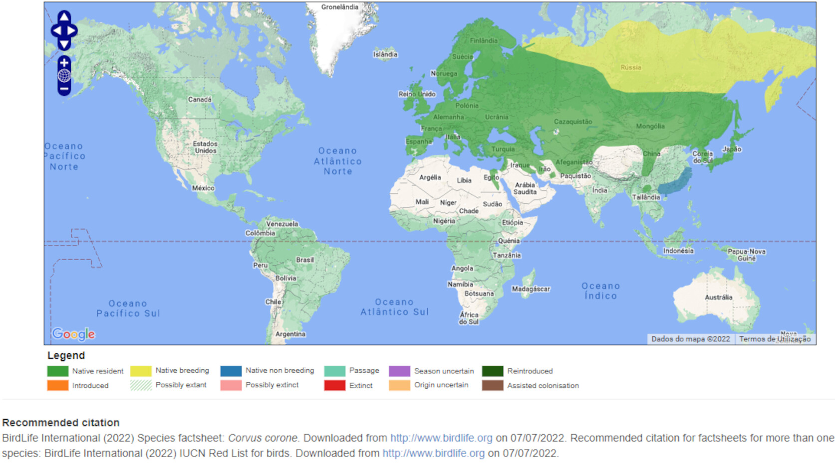 Mapa de Distribuição Mundial