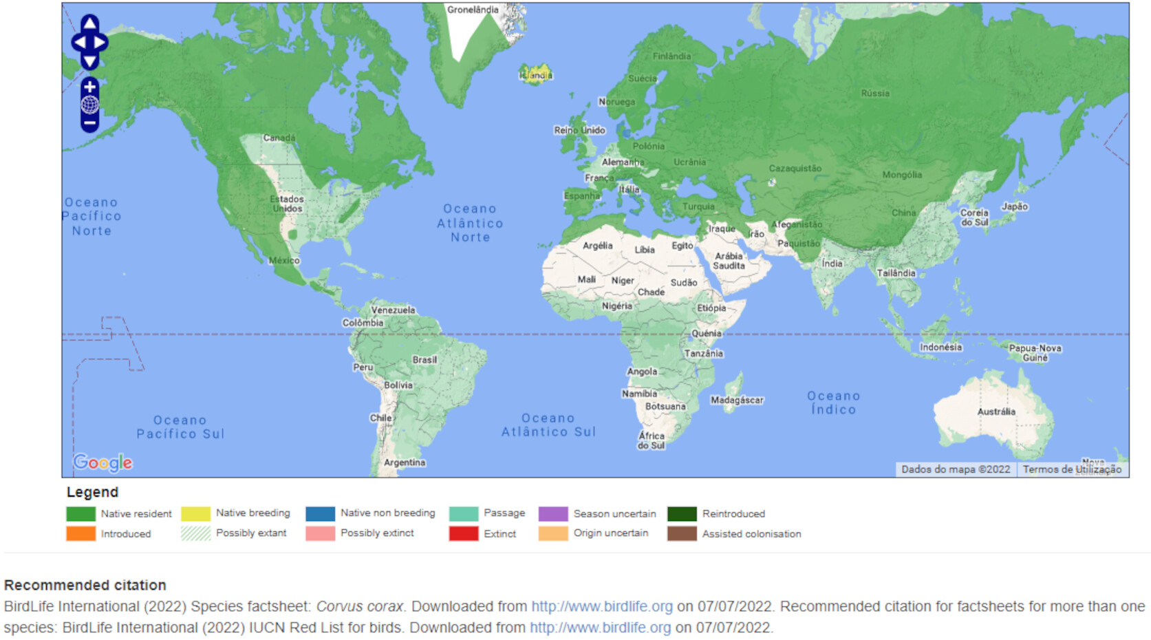 Mapa de Distribuição Mundial