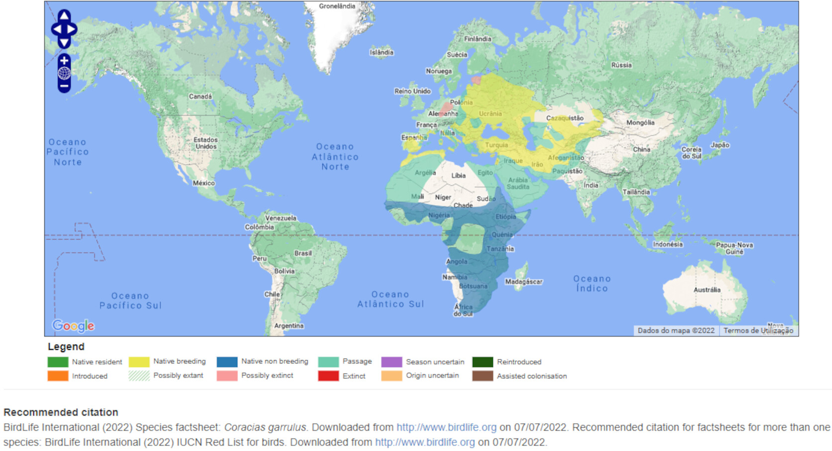 Mapa de Distribuição Mundial