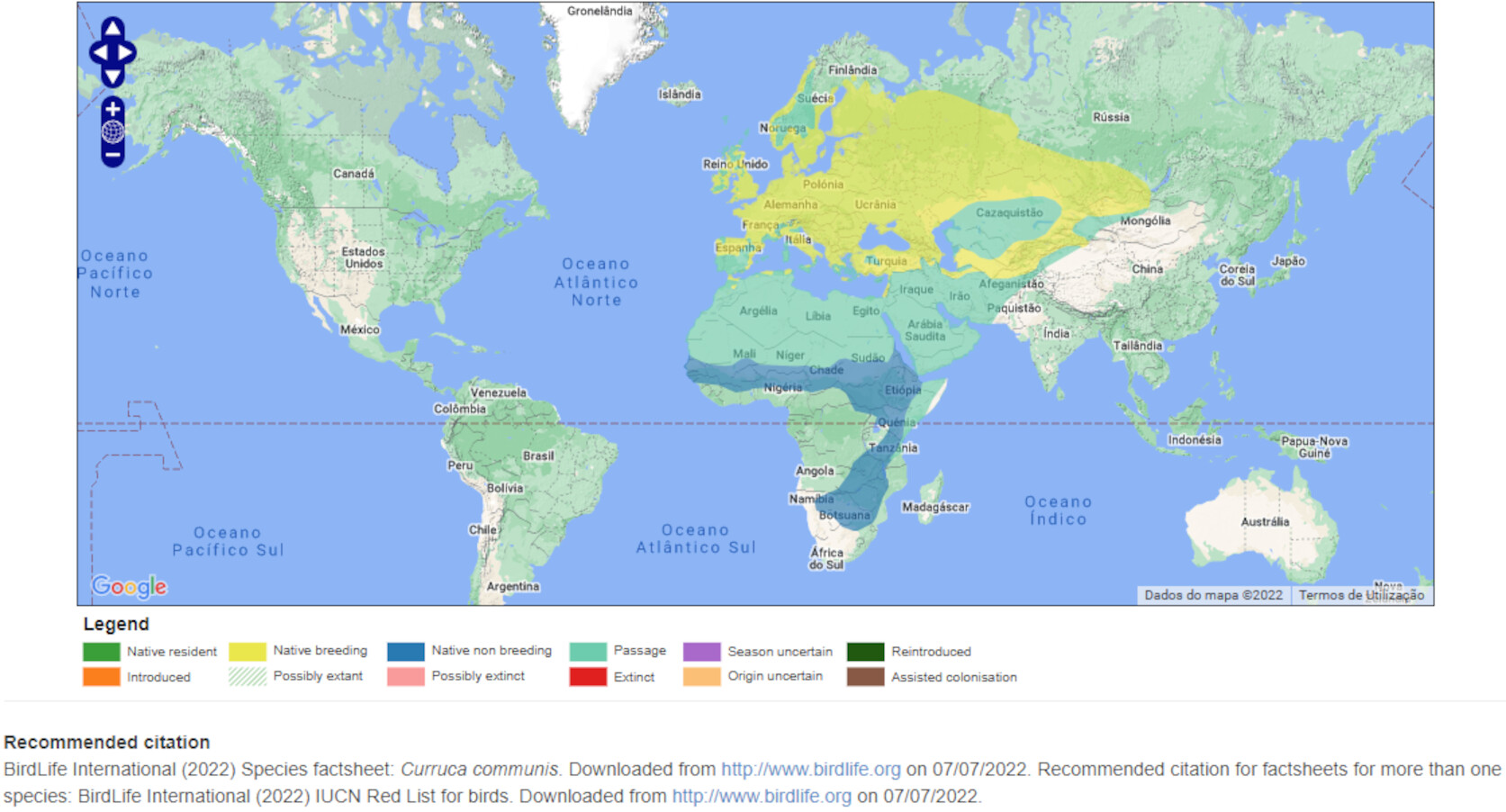 Mapa de Distribuição Mundial
