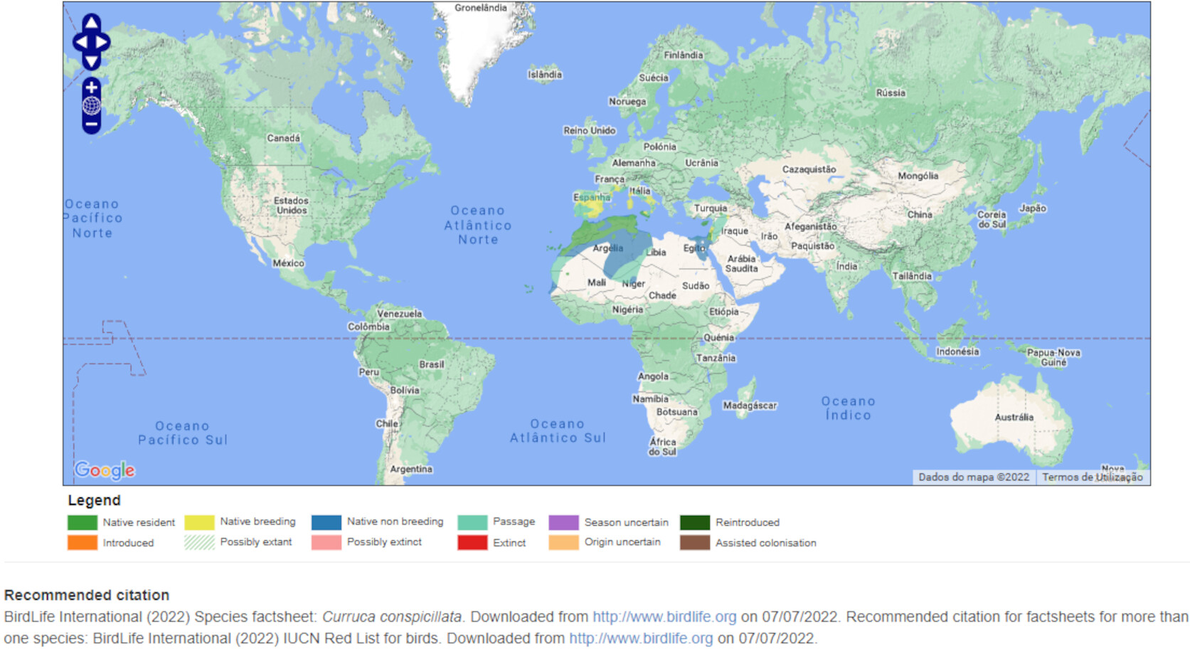 Mapa de Distribuição Mundial