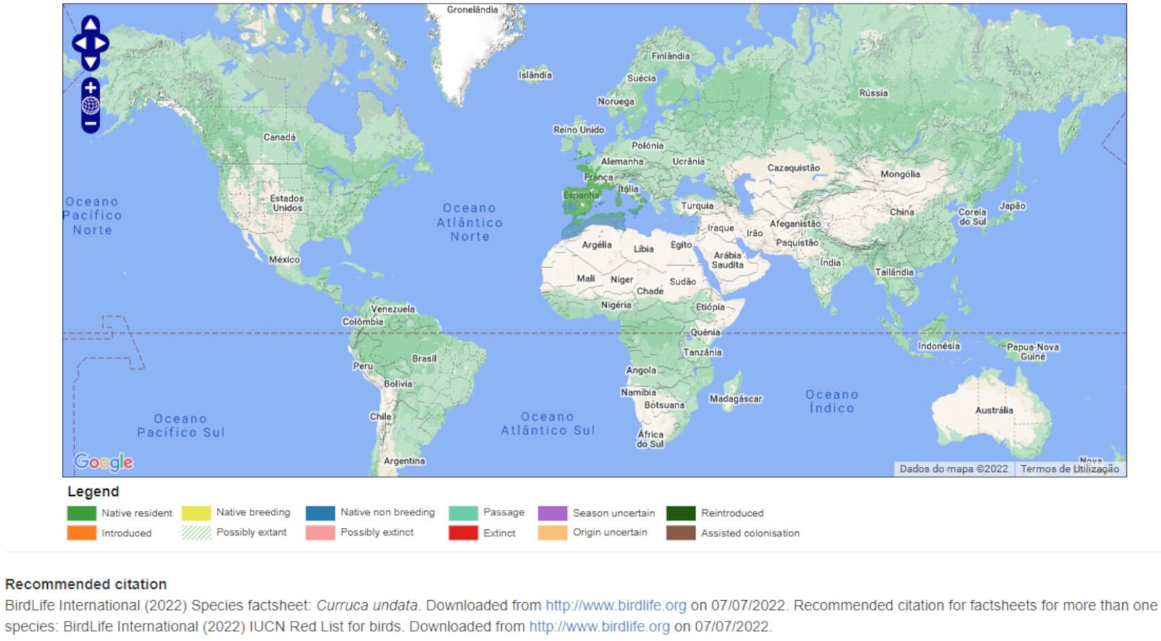 Mapa de Distribuição Mundial