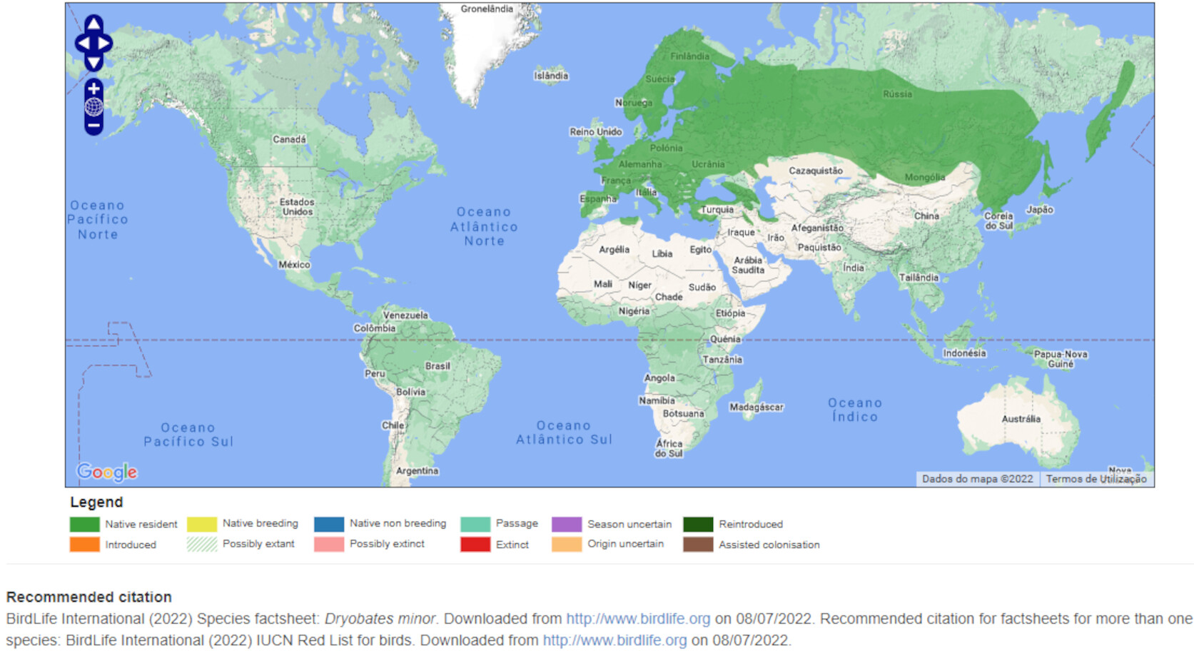 Mapa de Distribuição Mundial