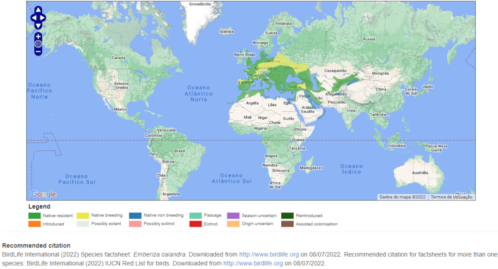 Mapa de Distribuição Mundial