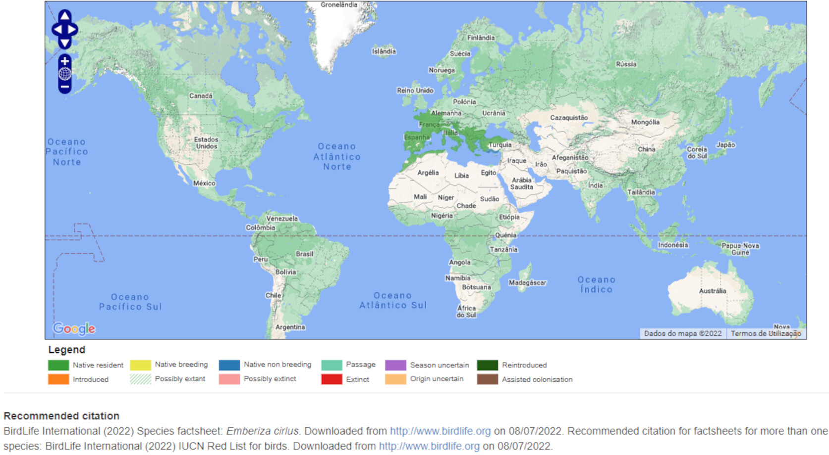 Mapa de Distribuição Mundial