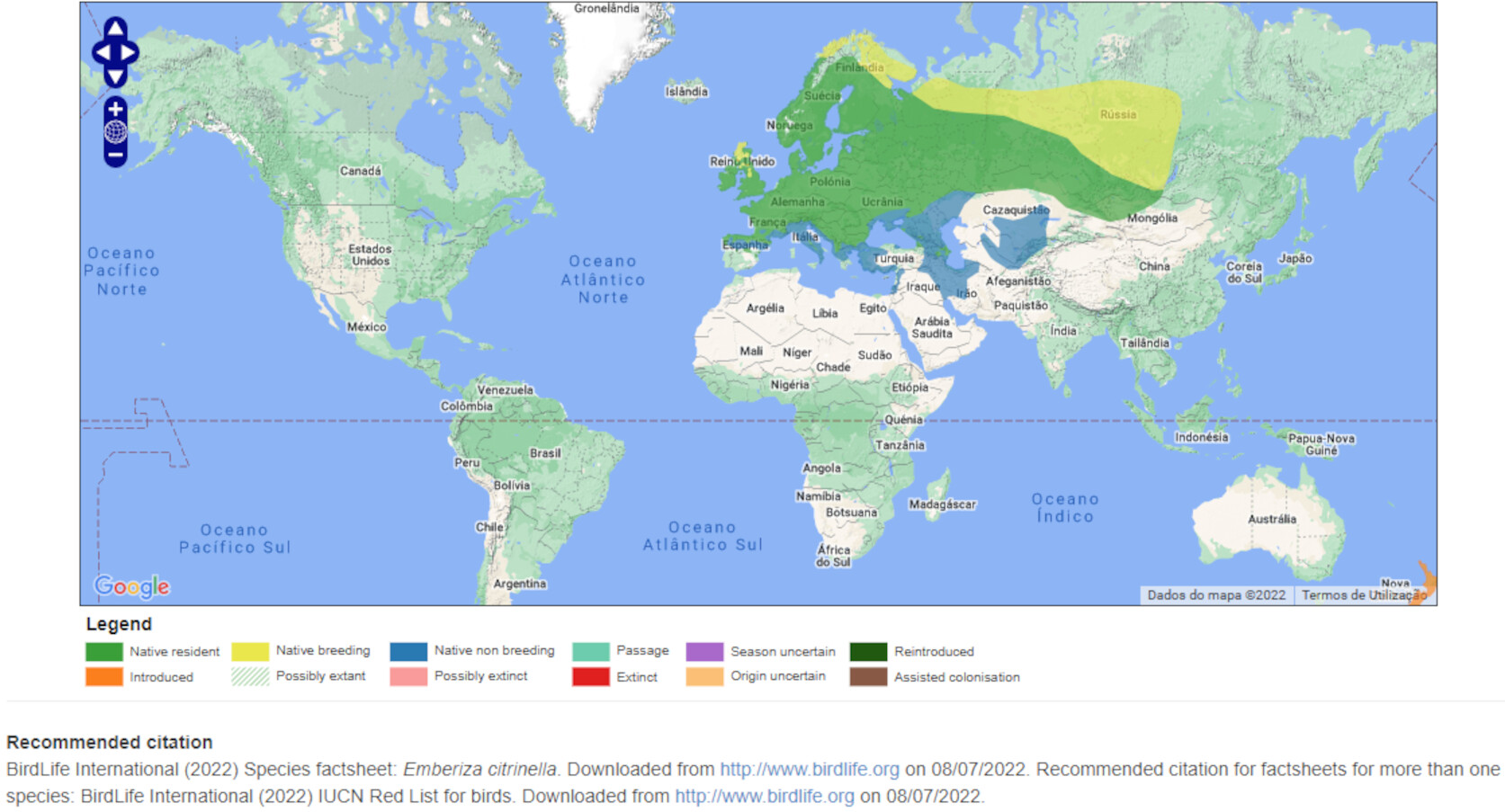 Mapa de Distribuição Mundial