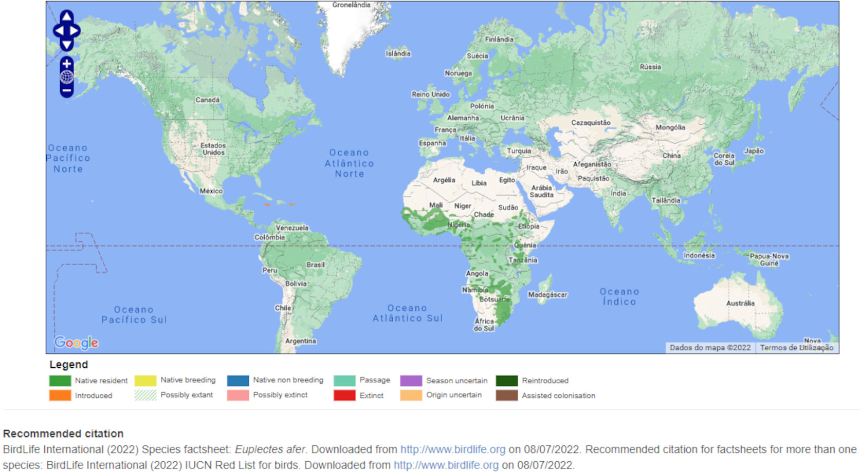 Mapa de Distribuição Mundial