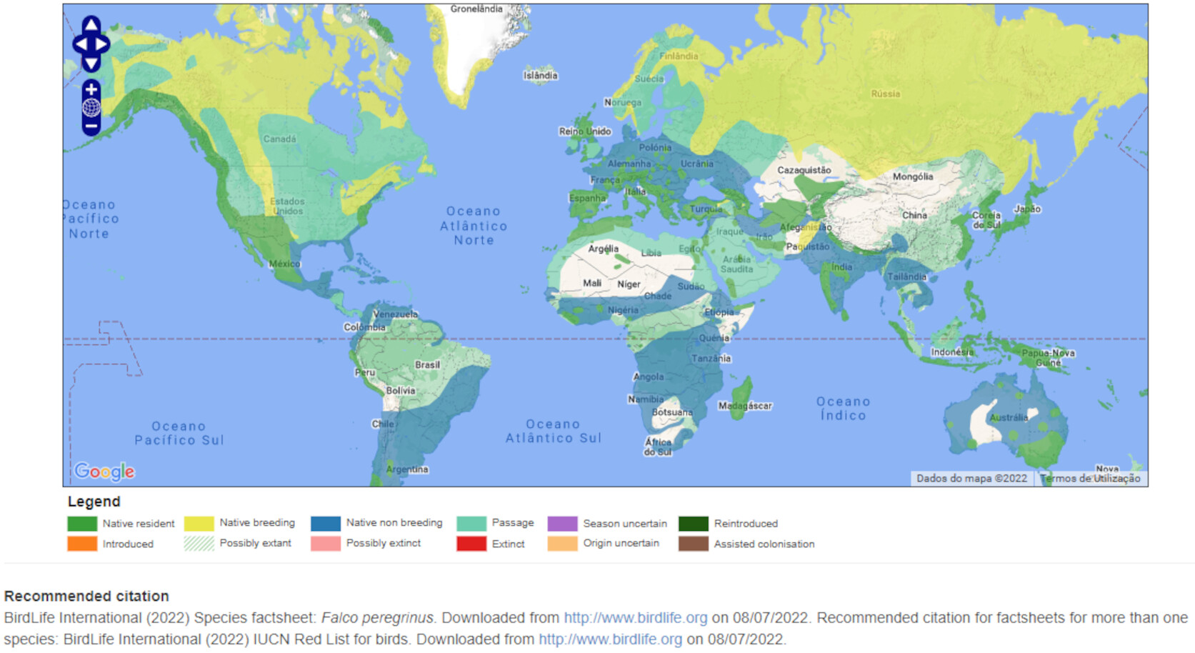 Mapa de Distribuição Mundial
