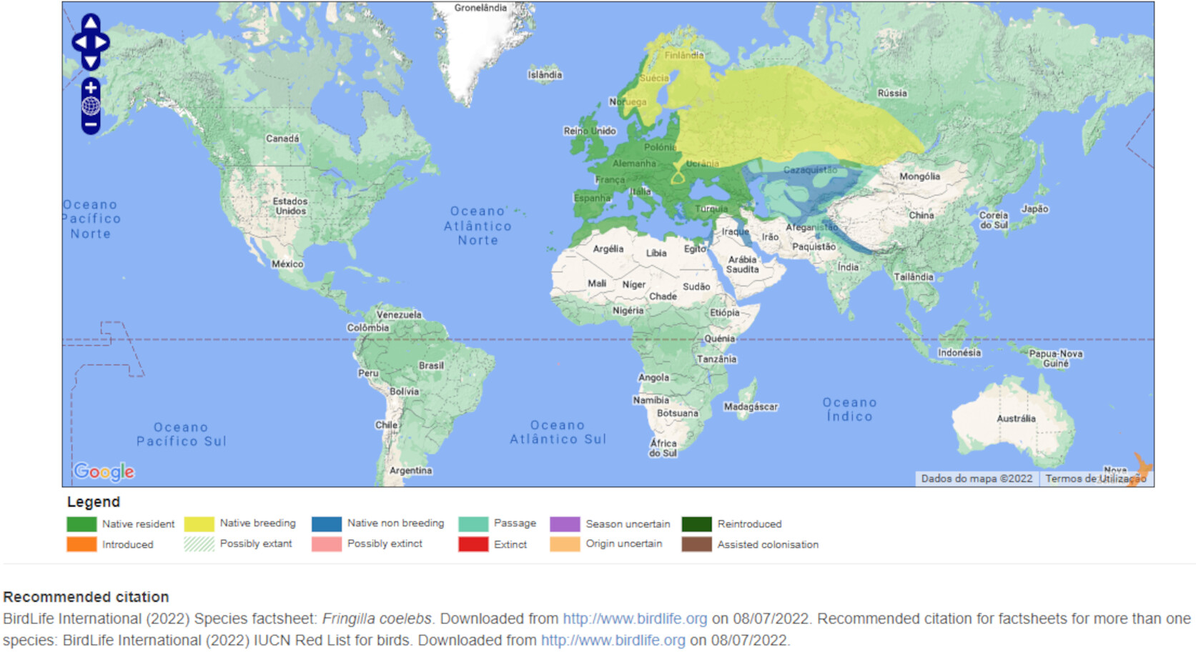 Mapa de Distribuição Mundial