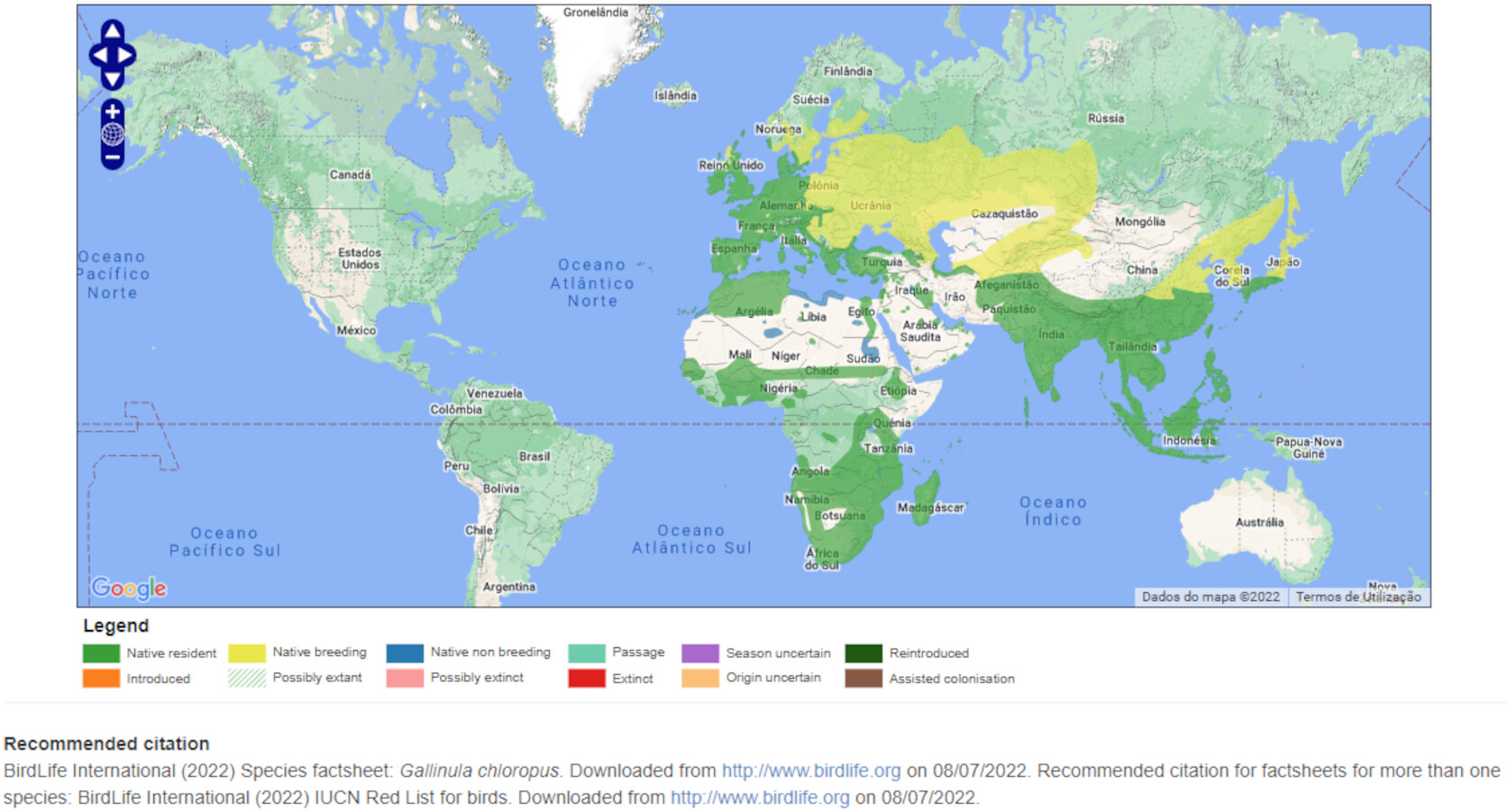 Mapa de Distribuição Mundial