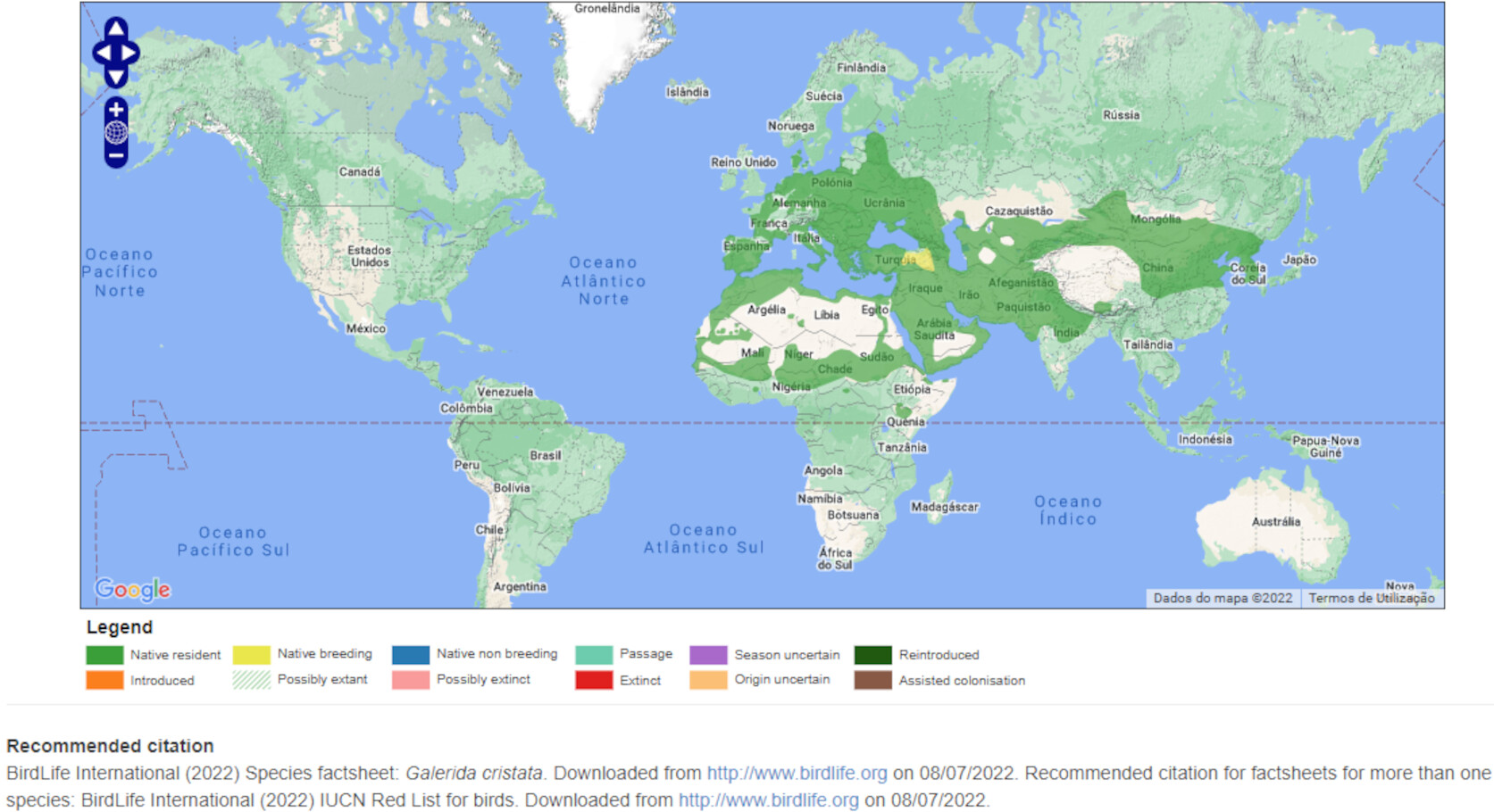 Mapa de Distribuição Mundial