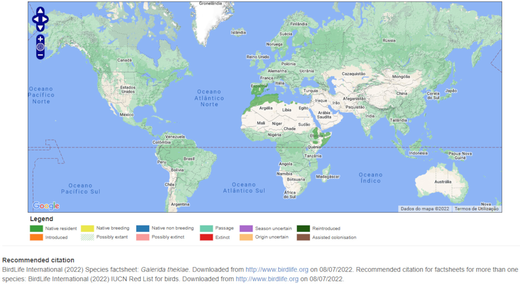 Mapa de Distribuição Mundial