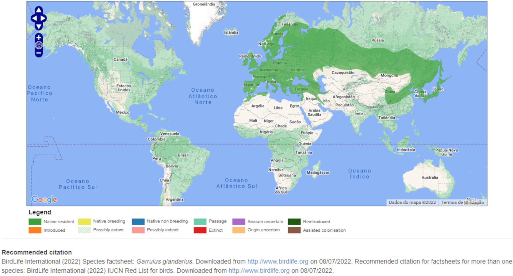 Mapa de Distribuição Mundial