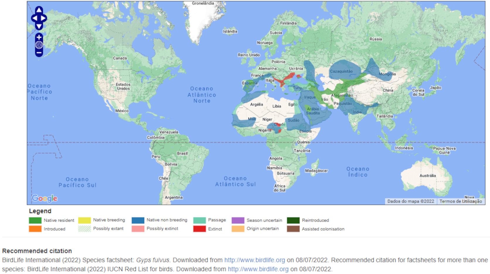 Mapa de Distribuição Mundial