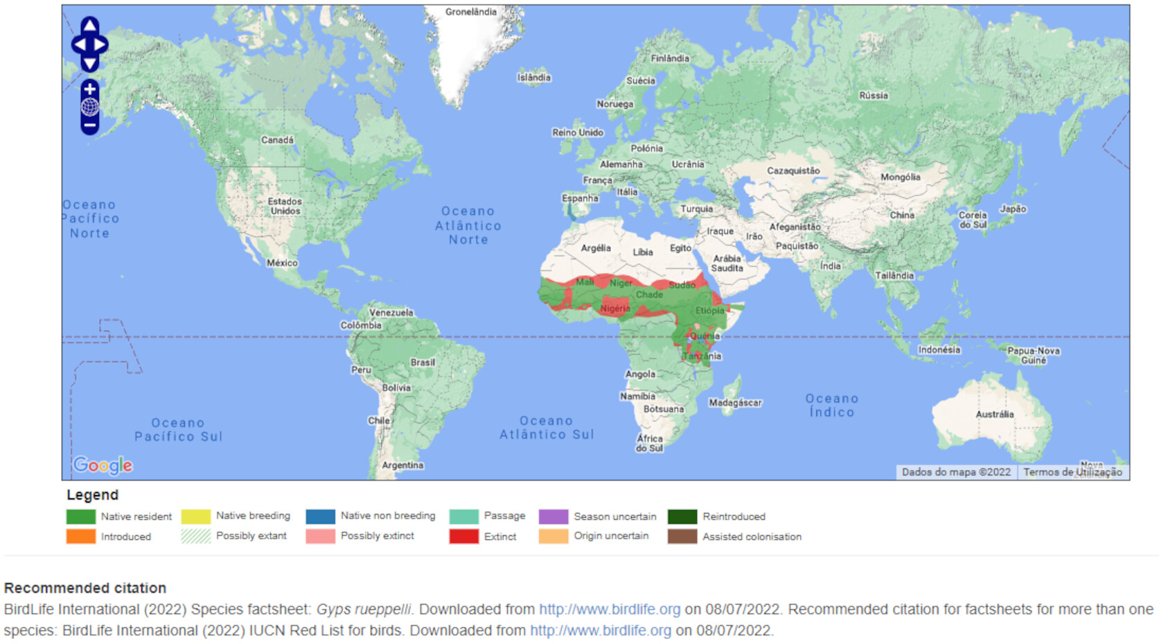 Mapa de Distribuição Mundial