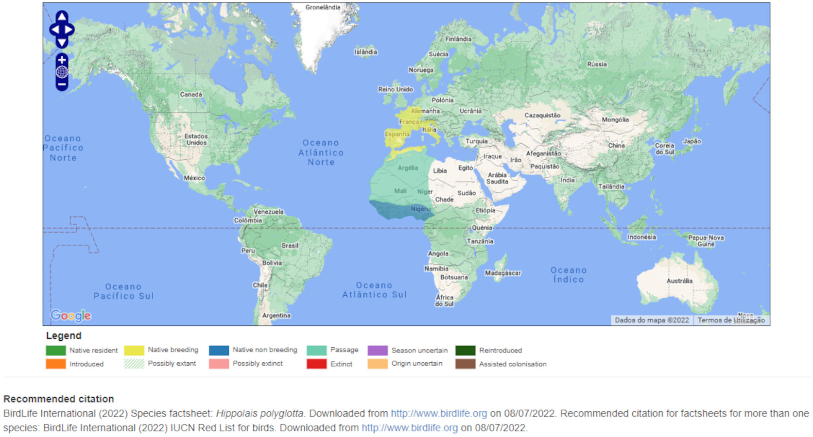 Mapa de Distribuição Mundial